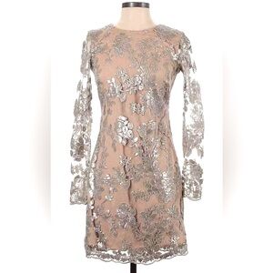 Dress The Population lace sequins long sleeve midi dress size XS